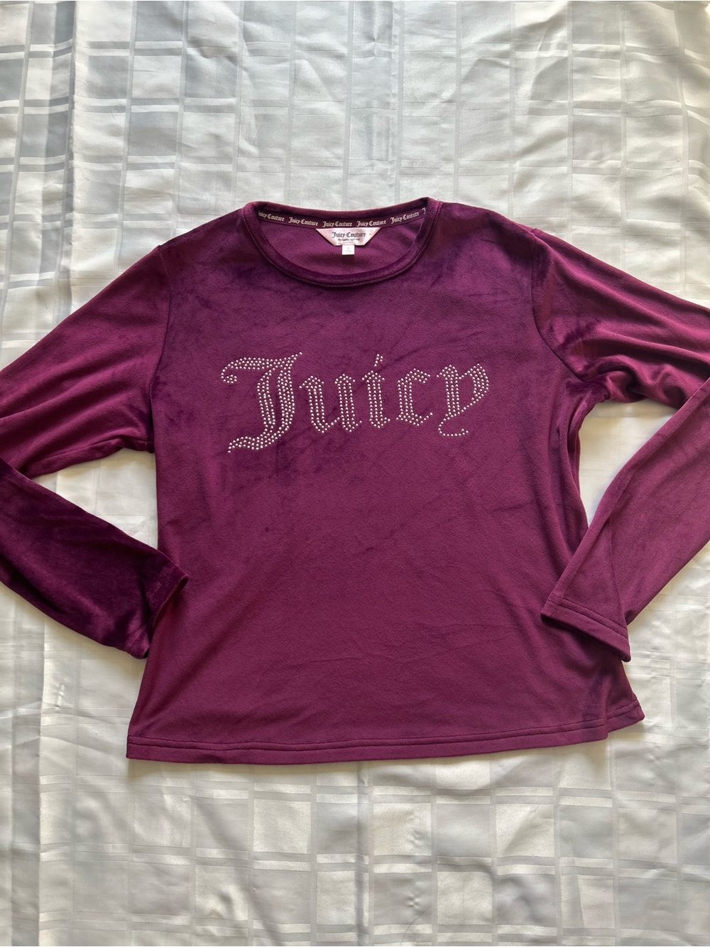 Juicy Couture Burgundy Long Sleeve Velour Top
